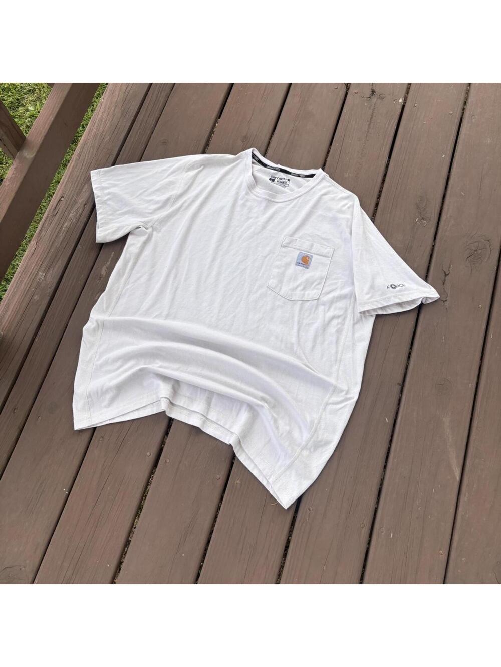 Carhartt Force Pocket T-Shirt White Relaxed Fit Men’s Large Workwear Tee 22x28